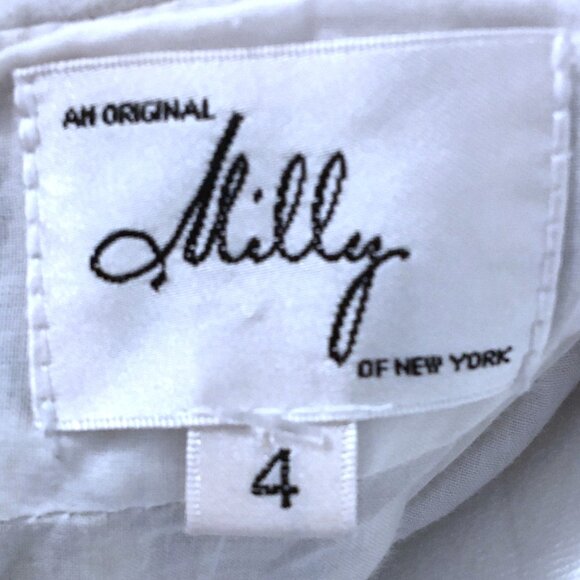 Milly of NY Halter Dress Silk Cotton Abstract Pleated Lined V-neck Women Size 4 - Picture 16 of 16